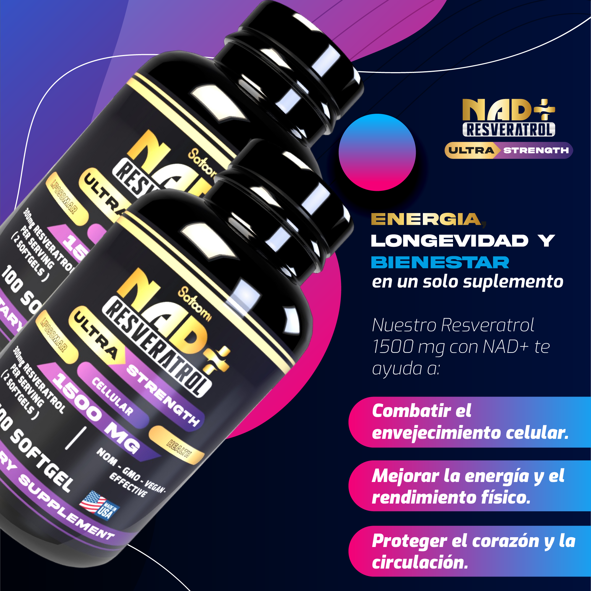 NAD+ Resveratrol con Serum+E